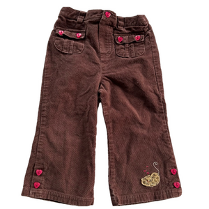 5/30$ Baby toddler brown corduroy pants with heart details size 18months